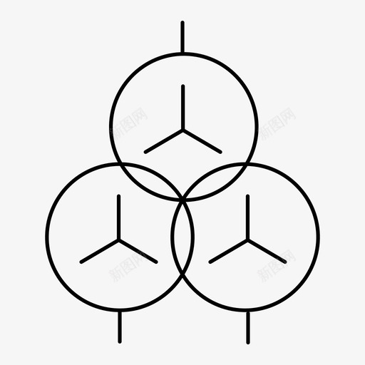 三绕组变压器 (星形-星形-星形连接)svg_新图网 https://ixintu.com 三绕组变压器 (星形-星形-星形连接) sanrzbyq_b