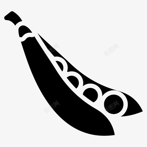 豌豆吃食物图标svg_新图网 https://ixintu.com 字形 美食 蔬菜 设置 豆荚 豌豆 食物
