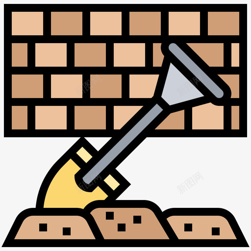 铲建筑56线颜色图标svg_新图网 https://ixintu.com 建筑 颜色