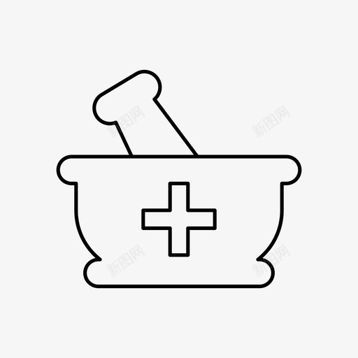 研钵草药药图标svg_新图网 https://ixintu.com 杵 杵和研钵 研钵 草药 药 药房