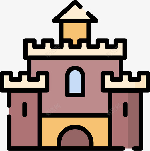城堡城市12号楼线性颜色图标svg_新图网 https://ixintu.com 12号楼 城堡 城市 线性 颜色