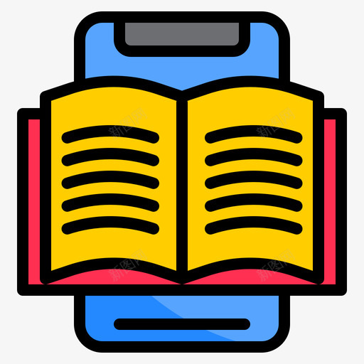 电子书智能手机30线性颜色图标svg_新图网 https://ixintu.com 智能手机30 电子书 线性颜色
