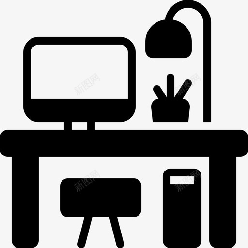 工作场所办公桌基础图标svg_新图网 https://ixintu.com 内部 办公桌 基础 学院 工作 工作场所