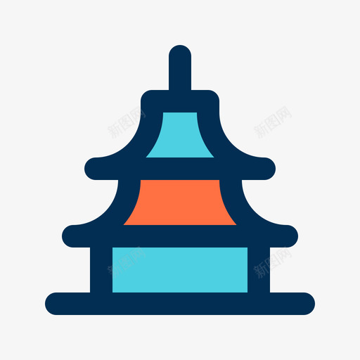 宝塔日本56线状颜色图标svg_新图网 https://ixintu.com 宝塔 日本 线状 颜色