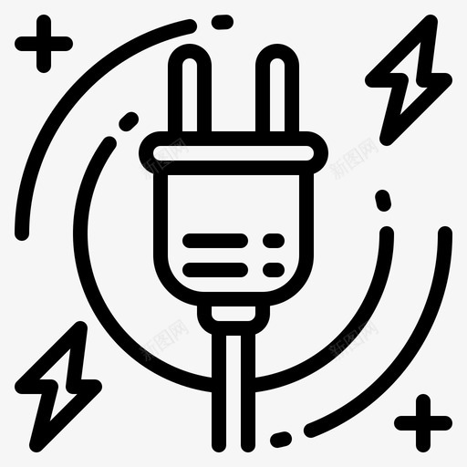 智能插头智能技术13线性图标svg_新图网 https://ixintu.com 智能技术13 智能插头 线性