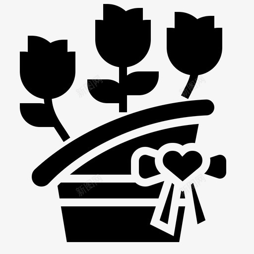 花篮子花束图标svg_新图网 https://ixintu.com 家居装饰雕文1 植物 礼物 篮子 花 花束