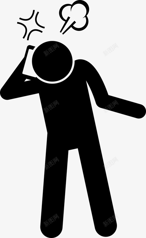 愤怒的人在电话里愤怒责骂图标svg_新图网 https://ixintu.com 不高兴 呼救 心烦意乱 愤怒 电话 话里 责骂