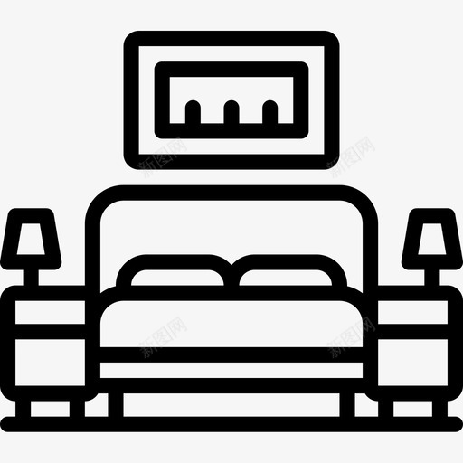 卧室室内21线性图标svg_新图网 https://ixintu.com 卧室 室内设计 线性
