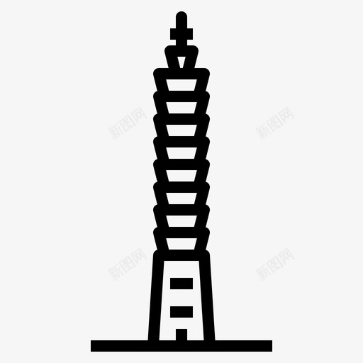 台北101地标25直线图标svg_新图网 https://ixintu.com 101大楼 台北 地标 直线
