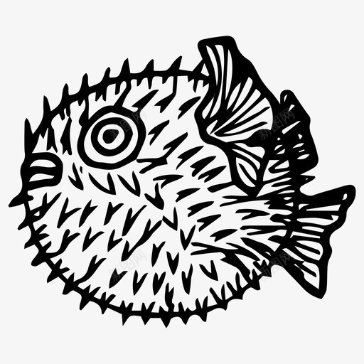 河豚鱼手绘海洋图标svg_新图网 https://ixintu.com 卡通河豚鱼 大海 手绘 河豚鱼 海洋