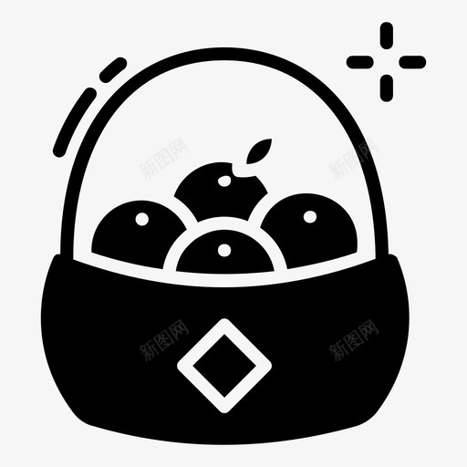果篮水桶新鲜水果图标svg_新图网 https://ixintu.com 套中国新年字形矢量图标 新鲜水果 果篮 橘子桶 水果容器 水桶