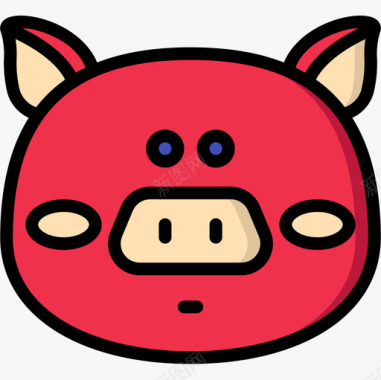 猪可爱的图标6线性颜色图标