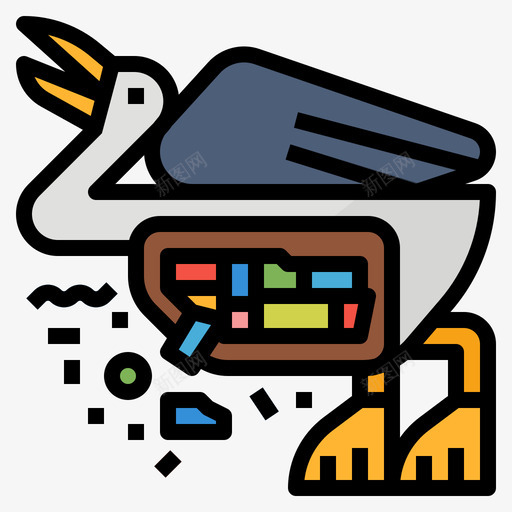 鸟塑料污染3线颜色图标svg_新图网 https://ixintu.com 塑料 污染 颜色