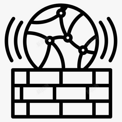 墙连接全局网络图标svg_新图网 https://ixintu.com 全局 图示 安全 网络 连接 通信线