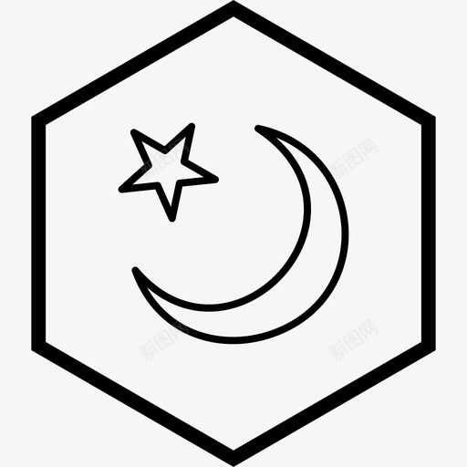 新月星星斋月图标svg_新图网 https://ixintu.com 斋月 新月 星星