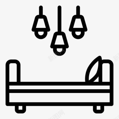 沙发和灯床家具图标图标