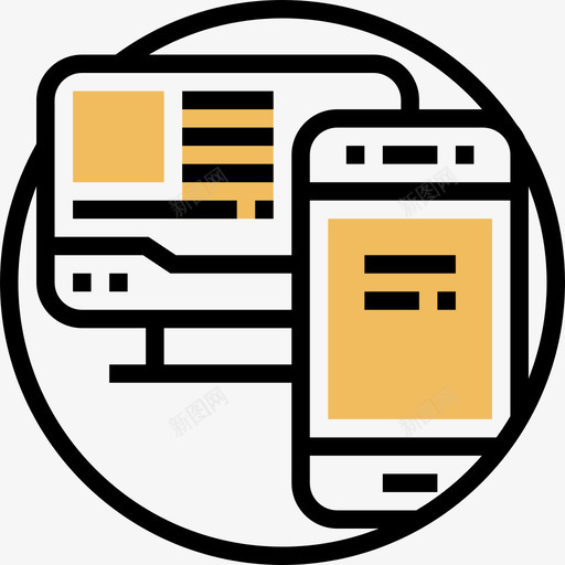 智能手机网页129黄色阴影图标svg_新图网 https://ixintu.com 手机 智能 网页设计 阴影 黄色