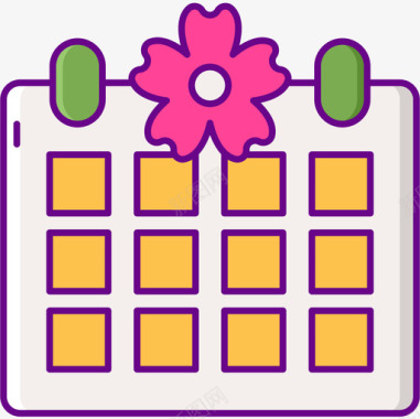 日程安排樱花节直系颜色图标图标