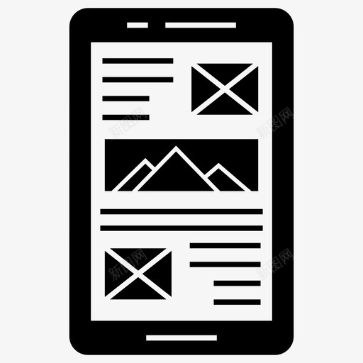 智能手机消息应用程序布局移动界面图标svg_新图网 https://ixintu.com 套件 字形 布局 应用程序 手机 智能 消息 移动 线框