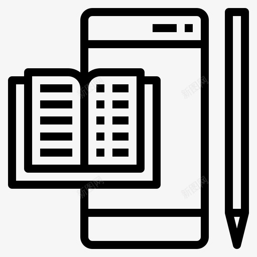 电子书书籍和学习1线性图标svg_新图网 https://ixintu.com 书籍 学习 电子书 线性