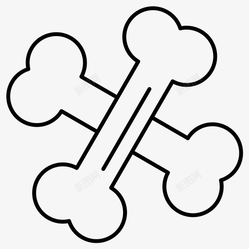 骨头交叉骨万圣节图标svg_新图网 https://ixintu.com 万圣节 交叉 常规 恐怖 线条 骨头