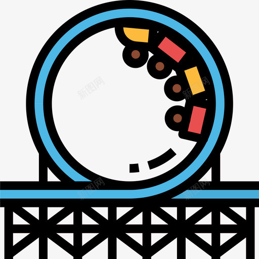 过山车游乐园32线性颜色图标svg_新图网 https://ixintu.com 游乐园 线性 过山车 颜色