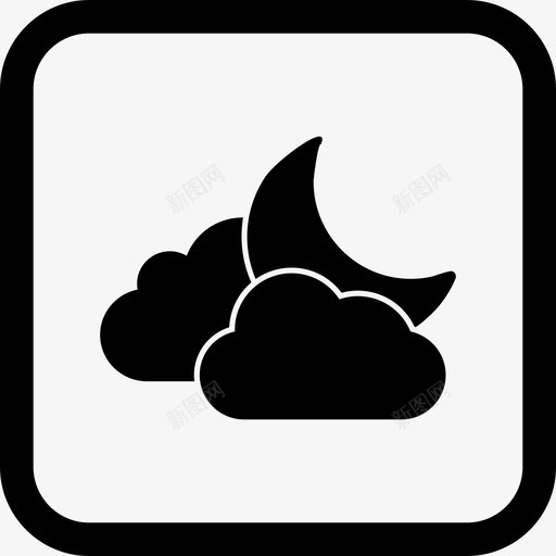 云和月亮多云夜晚图标svg_新图网 https://ixintu.com 云和月亮 云月 多云 夜晚 天气
