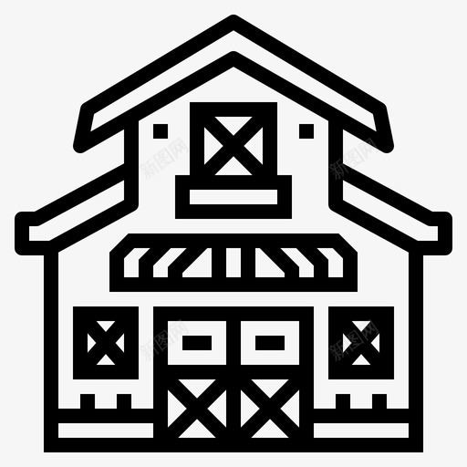 谷仓建筑农场图标svg_新图网 https://ixintu.com 农场 园艺 建筑 村庄 谷仓