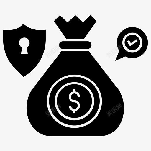 安全货币货币保护省钱图标svg_新图网 https://ixintu.com 安全支付 安全货币 文件概念集字形向量图标 省钱 节省投资 货币保护