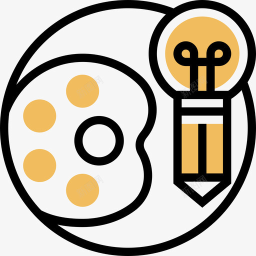 调色板创造性学习5黄色阴影图标svg_新图网 https://ixintu.com 创造性学习5 调色板 黄色阴影