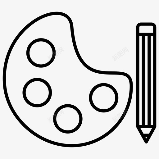 绘画工具颜色绘画调色板图标svg_新图网 https://ixintu.com 学生2px线图标 绘画工具 绘画调色板 铅笔 颜色
