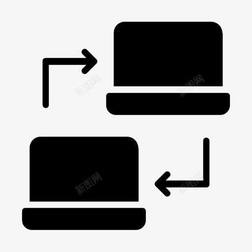 文件共享通信数据传输图标svg_新图网 https://ixintu.com 交换 数据传输 文件共享 笔记本电脑 通信 通信线符号