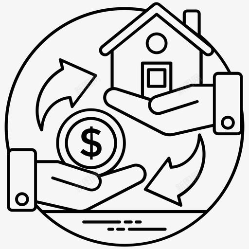 房屋贷款房屋租赁抵押贷款图标svg_新图网 https://ixintu.com 房地产 房屋租赁 房屋贷款 抵押贷款 银行和金融线图标