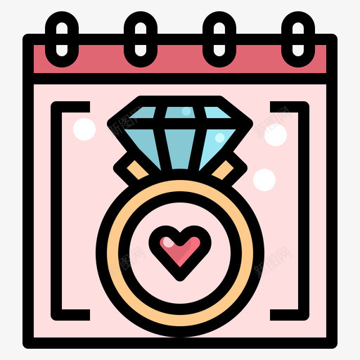 婚礼日期197年婚礼线性颜色图标svg_新图网 https://ixintu.com 197年 婚礼 日期 线性 颜色