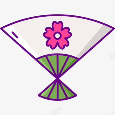 扇子樱花节线颜色图标图标