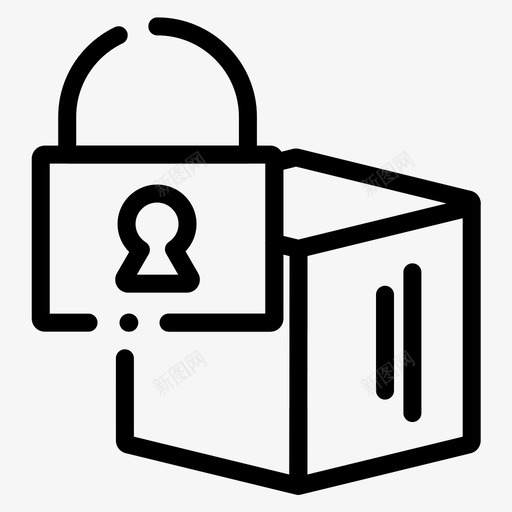 箱子送货锁图标svg_新图网 https://ixintu.com 包装 箱子 装运 购物虚线集34 送货 锁