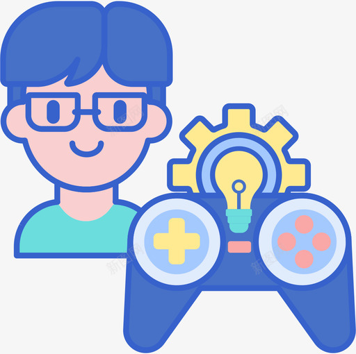 游戏开发者电子竞技3线性颜色图标svg_新图网 https://ixintu.com 开发者 游戏 电子竞技 线性 颜色