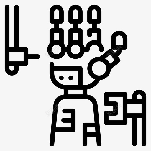 仿生手臂医学技术1线性图标svg_新图网 https://ixintu.com 仿生手臂 医学技术1 线性