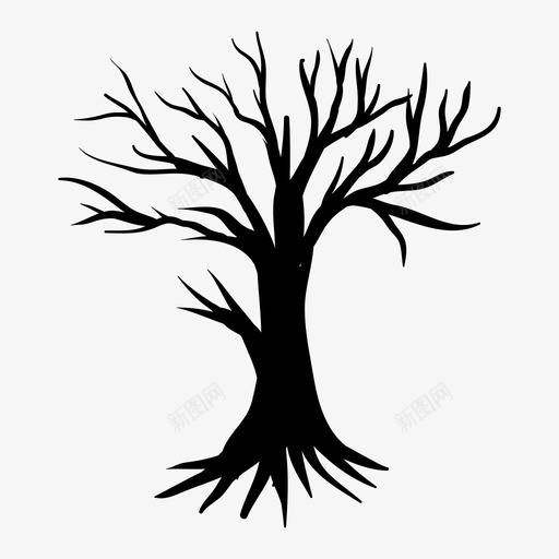 冬天的树光秃秃的树枯树图标svg_新图网 https://ixintu.com 光秃秃 冬天 枯树