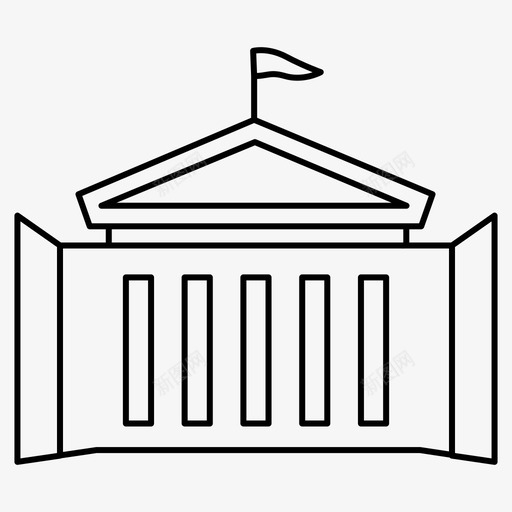 白色建筑城市图标svg_新图网 https://ixintu.com 城市 塔楼 建筑 旅游 白宫 白色 细线