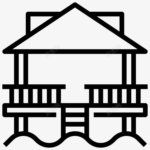 亭子小屋建筑和城市夏威夷图标svg_新图网 https://ixintu.com 亭子 亭子小屋 夏威夷 夏威夷轮廓 小屋 建筑和城市