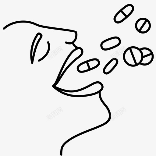 吞咽药成瘾药物图标svg_新图网 https://ixintu.com 吞咽 成瘾 服用 片剂 药物 过量 避孕药