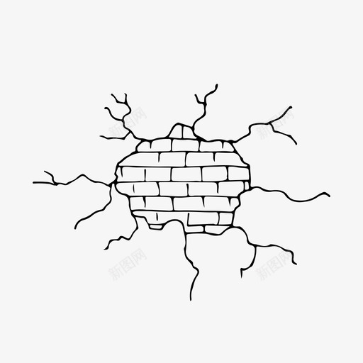 破裂的墙砖破碎的图标svg_新图网 https://ixintu.com 手绘的 砖 破碎的 破裂的墙 草图