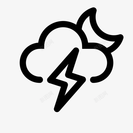 夜雷闪电风暴图标svg_新图网 https://ixintu.com 夜雷 天气 闪电 风暴
