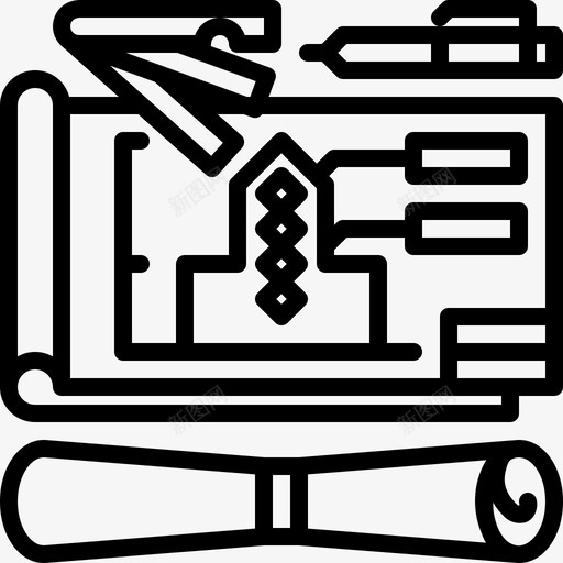 蓝图图纸纸张图标svg_新图网 https://ixintu.com 图纸 施工 纸张 蓝图 计划 项目
