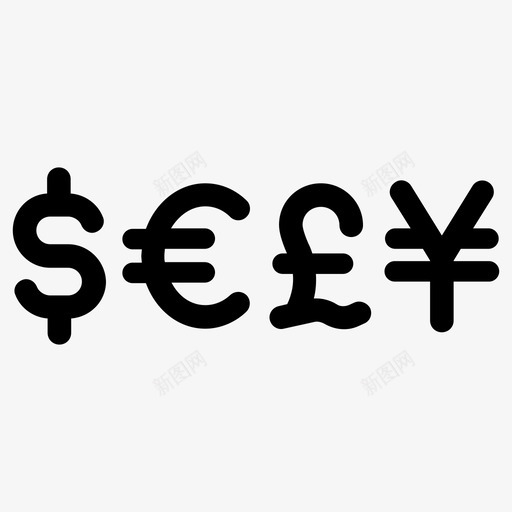 货币美元欧元图标svg_新图网 https://ixintu.com 日元 欧元 美元 英镑 货币
