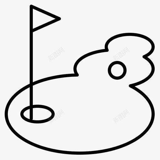 旗子高尔夫高尔夫洞图标svg_新图网 https://ixintu.com 旗子 果岭 细线 运动 高尔夫