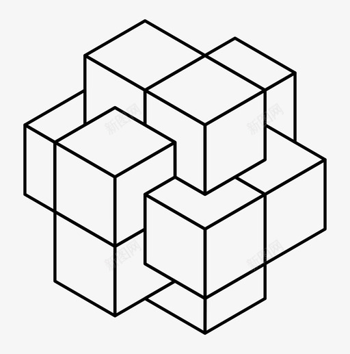 六片毛边立方体联锁图标svg_新图网 https://ixintu.com 六片 拼图 数学 毛边 立方体 联锁 解题
