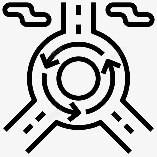 环形交叉口公路小路图标svg_新图网 https://ixintu.com 交叉口 交通 公路 地图 小路 环形 环形马路 轮廓 道路