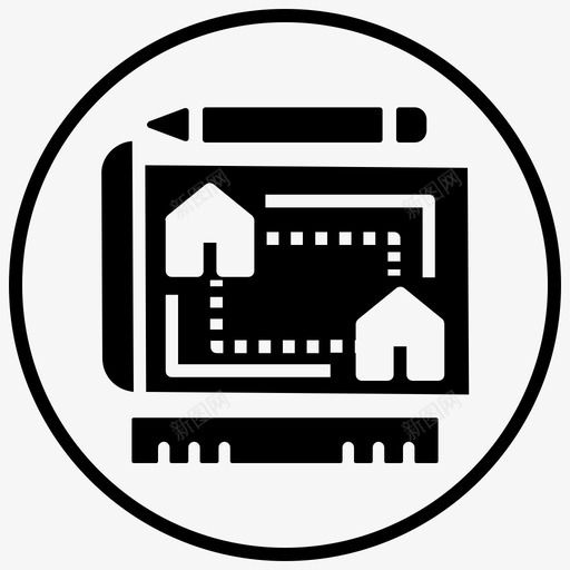 黑色地图建筑蓝图建筑图标svg_新图网 https://ixintu.com 建筑蓝图 建筑设计 黑色地图